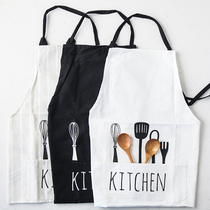 Apron knife fork spoon apron Korean fashion fabric oil-proof waterproof cotton and hemp apron creative simplicity