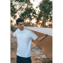  Simwood Jane Wood mens clothing(loose version) Pure cotton bottoming off the shoulder thickened multi-color round neck short-sleeved T-shirt