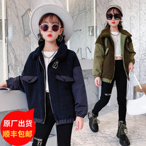 Girls sweater coat autumn and winter 2021 new CUHK children leisure fashion late autumn lamb velvet padded tide