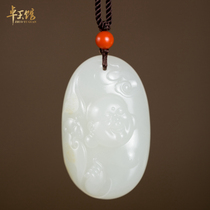 (Zhuoyu Museum)Buddha quotes Fulai Xinjiang Hetian white jade seed material Maitreya pendant Su Gong famous Li Zhuoyu sculpture