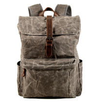 Qiguxi casual men's bag college schoolbag oil wax antifouling canvas shoulder bag retro trend outdoor travel bag