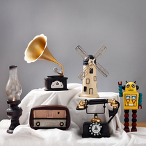 American cafe bar home furnishings wine cabinet book creative jewelry nostalgic retro resin phonograph small ornaments