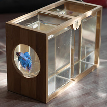 Thai bucket fish tank special tank ecological lazy man Mini small fish tank creative mini double cylinder desktop living fighting fish