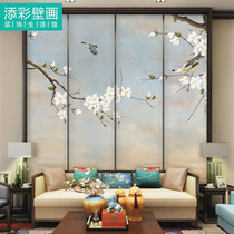 Magnolia flower and bird wallpaper customized modern new Chinese seamless wall cloth beauty salon sofa bedside TV background wallpaper