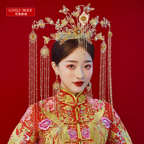 Chinese wedding show and golden pinewood 2021 new classical wedding Chinese wind butterfly bright powder long stream suhead decoration