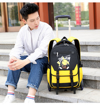 Tugging double shoulder bag push-pull bag with wheel for male and female tie-in 4-6 4-6-grade 3-5-grade 3-5 mopping for elementary school students