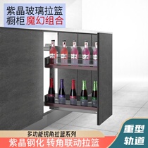 Kitchen side-mounted multi-layer high-depth drawing basket cabinet seasoning basket drawer type narrow cabinet small pulling basket damping buffer track