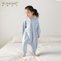 Baby split leg sleeping bag thin long sleeve childrens clothes cotton spring and autumn winter warm baby sleeping bag conjoined pajamas