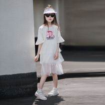 Girl Fake Two Splicing Princess Dresses Summer Han Edition Net Red Cake Dresses CUHK Boy Foreign Air Mesh Yarn Fluffy Skirt