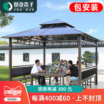 Outdoor cool pavilion Courtyard Villa table and chairs outdoor simple assembly of small pavilions garden awning mobile embalming wooden houses
