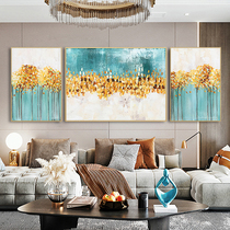 Hand-painted Oil Painting Brief American Green Plant Abstract Decoration Painting Living-room Sofa Background Wall Triple Hair Treasure Tree Hanging Painting