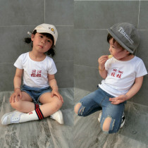 2020 summer Cotton short-sleeved T-shirt Pure white siblings short-sleeved T-shirt Childrens T-shirt Mens and womens childrens embroidered t-shirt