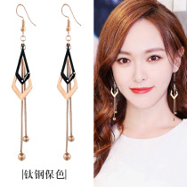 2020 New Double Diamond titanium steel tassel earrings female summer hipster wild long Net red tide earrings