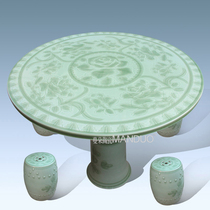 Jingdezhen porcelain ceramic table Villa courtyard decorations outdoor balcony high-grade porcelain table shadow Green