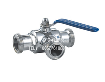 304 Stainless Steel Hygiene Grade Threaded Tee Ball Valve T-Model External Filament Ball Valve L-Model Circular Thread Manual Ball Valve SMS