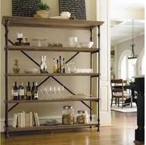 Loft American country Wrought iron solid wood shelf shelf Vintage old floor bookshelf Partition storage storage rack