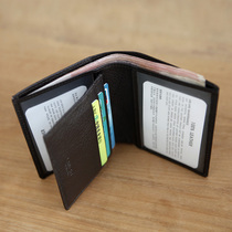 Blue leather mens ID kit leather driving certificate cover head layer cowhide short wallet drivers license bag small card bag