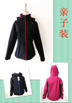 Outdoor soft shell fleece rushing clothes ladies children parent-child clothing foreign trade export original single European and American big name M 140 yards