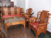 Solid wood sofa Chinese imitation ancient classic furniture African yellow flowers pear Grand Han Palace sofa Five pieces