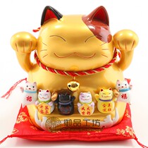 Gold Stone Workshop Golden Large Number of Shops Cat Swing Pieces Shop Deposit Money Savings Cans Day Style Ceramics Cashier Desk Home