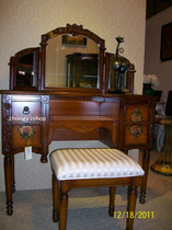 American country style European hand-painted furniture original wood color dressing table dressing stool makeup mirror