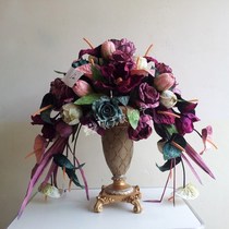 European silk flower set high-end home accessories boutique fake flower simulation flower art flower arrangement Flower Arrangement Vase