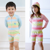 Childrens swimwear sunscreen one-piece swimsuit girls baby girls 2-3-year-old swimsuit 2021 new child foreign air South Korea