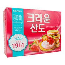 Korean biscuit CROWN cracker Hill cracker mountain du sandwich biscuit strawberry biscuit 161g