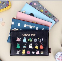 Special price Korea GMZ cute ghost stationery storage bag leather cosmetic bag multifunctional pen bag cartoon coin purse