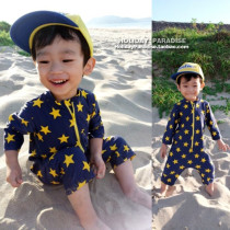  South Korea foreign trade baby sunscreen surfing suit Childrens one-piece swimsuit men and women childrens Korean suit free sun hat