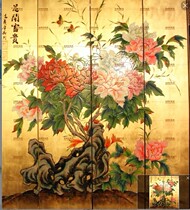 New Chinese furniture gold foil hand-painted four screens gold foil furniture hand-painted furniture