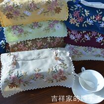 Auspicious home handmade ribbon embroidery paper box set foreign trade fabric car household tissue box set multicolor