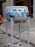 16 inch wooden blue and white porcelain water drum Blue and white porcelain drum craft drum painted drum cowhide drum factory direct sales