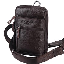 Gold coral leather mens chest bag waist bag shoulder oblique cross bag ipad mini tablet phone bag