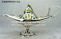 Z2 Russian color tin alloy metal wiring Aladdin Divine lamp in the silver enamel white blue and gold wishes