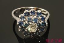 European old jewelry 18 sapphire diamond rings A total of 2 carats Western antique jewelry special price