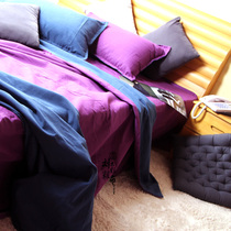  (Sister Liu coarse cloth)Special cotton coarse cloth purple gray blue AB version of the four-piece set   