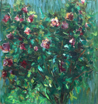 Original scenery floral oil painting Rose garden oil painting creation red rose floral hand painted oil painting Living room hanging painting
