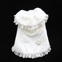 Imitation day single white fur coat pet clothes pet Teddy dog ​​clothes pet winter fur collar