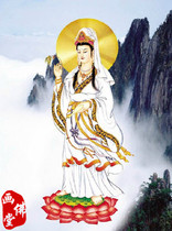 South China Sea white clothes Guanyin Bodhisattva Amitabha Buddha Kizang King Bodhisattva Western Three Saints 3D three-dimensional Buddha painting