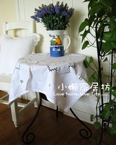 Foreign trade Export Outward Single Boutique Pure Hand Embroidered Flat Engraving Dresses Le Silk Buckle Lock Linen White Tablecloth Tablecloth