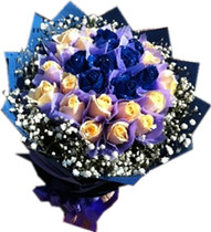 Shanghai Flowers Express Shenzhen Guangzhou Chengdu Beijing Flower Flower Shop Send Champagne Rose Blue Monster Bouquet