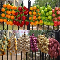 Simulation fruit and vegetable skewers hanging skewers Apple farmhouse restaurant decoration Hotel hanging fake garlic corn skewers