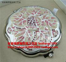 Z1 - Russian alloy metal double - sided folding mirror white lotus leaves round powder leaves