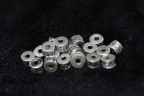 925 silver made of old Tibetan Buddhist pearl accessories Six words true words small short barrel beads pair holes 0 35cm 35cm diameter 0 55cm