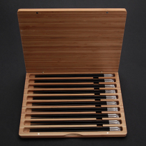 NEWREA Xinrui Stainless Steel Head Ebony Chopsticks Luxury Cruise Cutlery Set