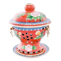 Cloisonne small hot pot single copper hot pot small hot pot alcohol pot small copper pot household one pot hot boiler