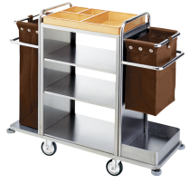 Hotel guest room mobile cart trolley service cart with lattice three-layer guest room stainless steel service cart linen cart
