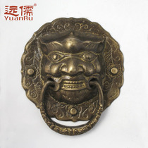 Yuanru copper sculpture Chinese antique brass beast head door knocker handle Lion head shop head YRH051 Classical door knocker handle