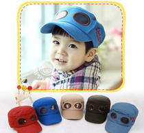 Exploits Han version Baby flat top hat male and female childrens glasses Army cap Duck Tongue Cap Baseball Cap Spring Summer Autumn Hat